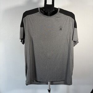 Spyder Active XL Mens Gray Lightweight Athletic Peformance Short Sleeve Top Logo